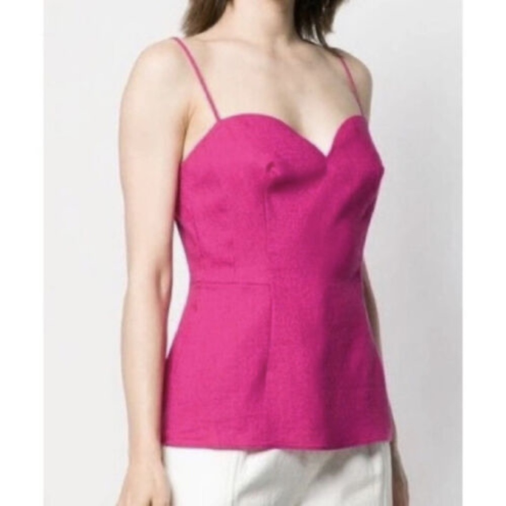 Theory Linen Spaghetti Strap Sweetheart Top